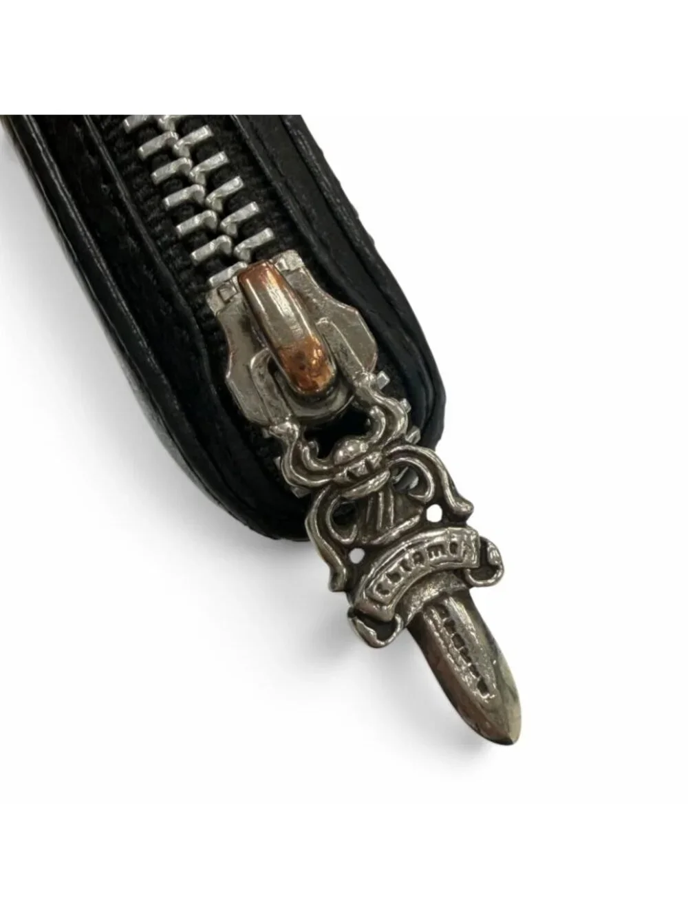 Chrome Hearts Rec-f Zip Leather Cross Patch Zip Around Wallet